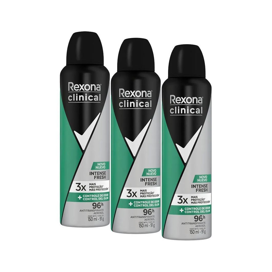 Kit 3 Desodorantes Rexona Clinical Intense Fresh 150ml
