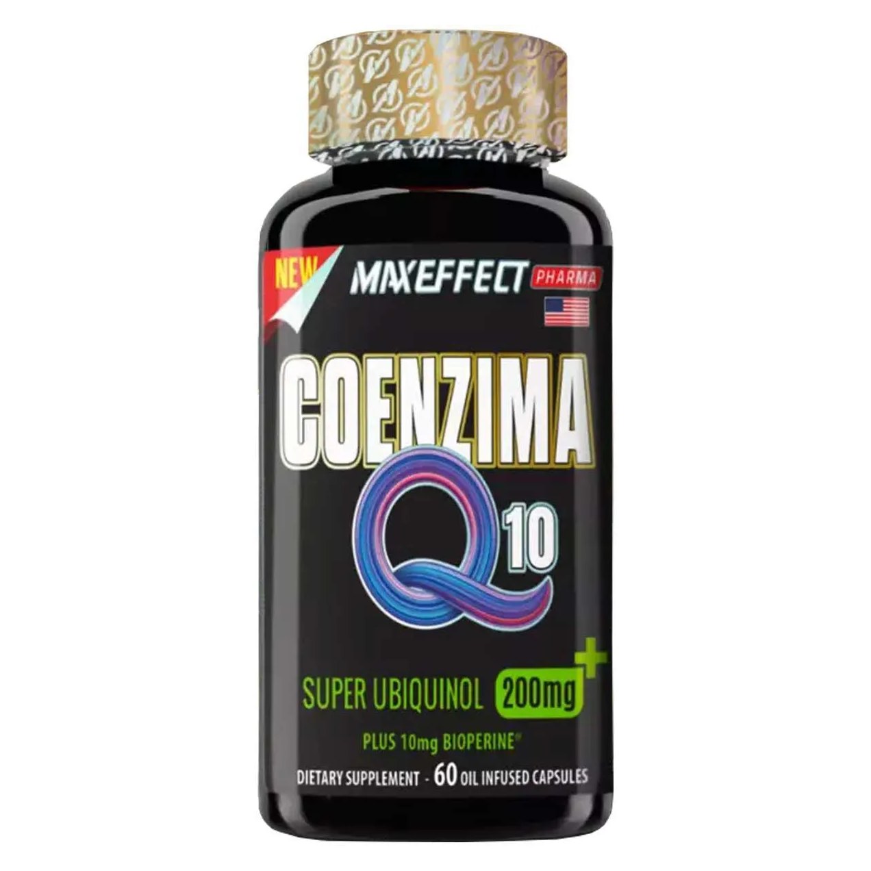 Coenzima Q10 200mg Co Enzima K10 com 60 cápsulas Maxeffect