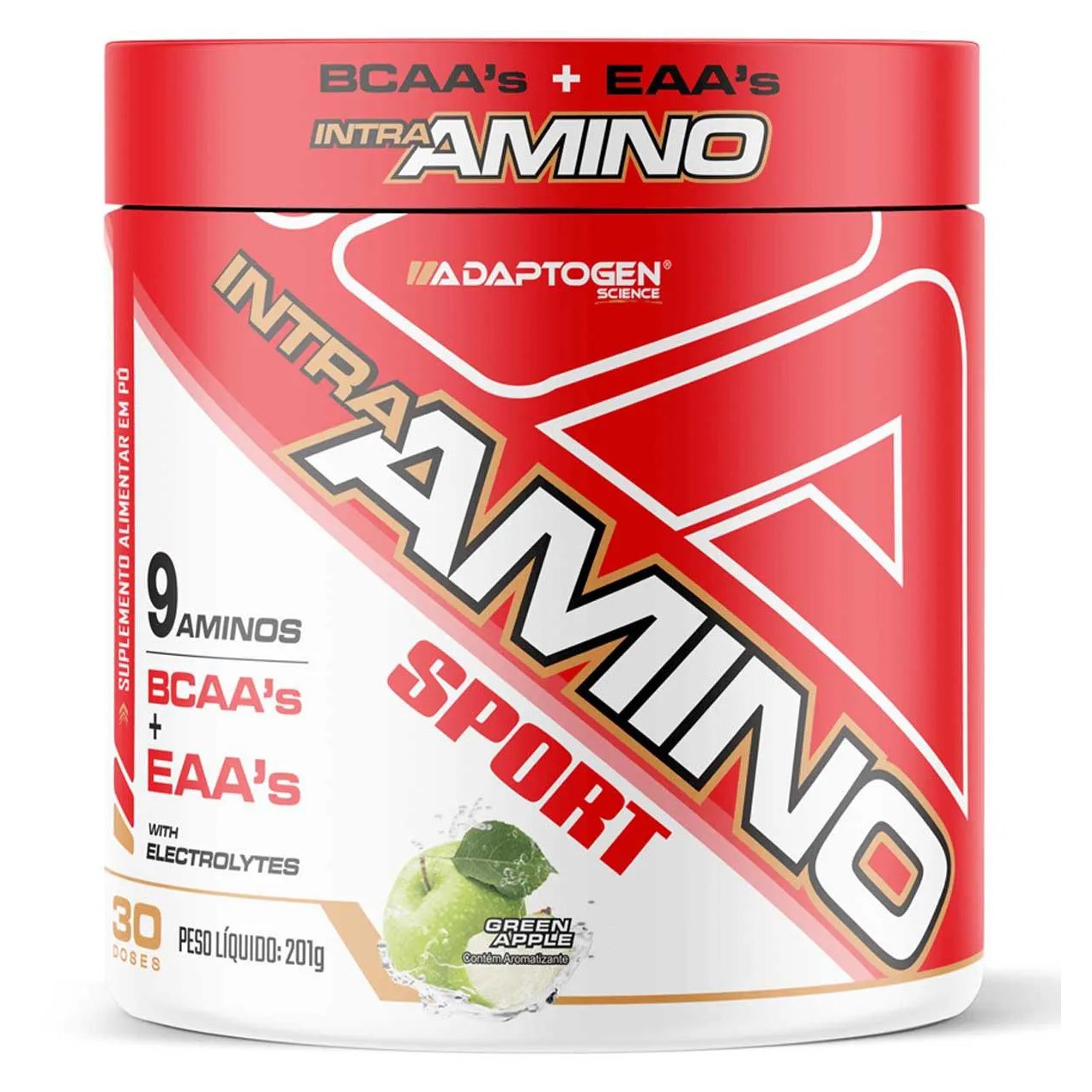 Intra Amino Sport Adaptogen 201g Intra e Pré Treino Maça Verde