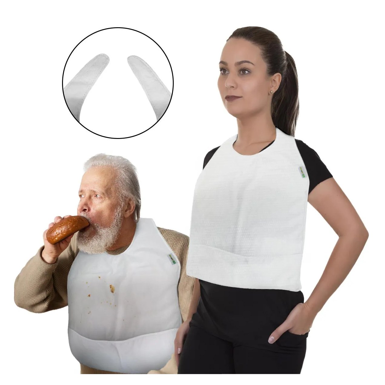 Babador Adt Impermeável com Pega Migalhas em Bagum - Branco