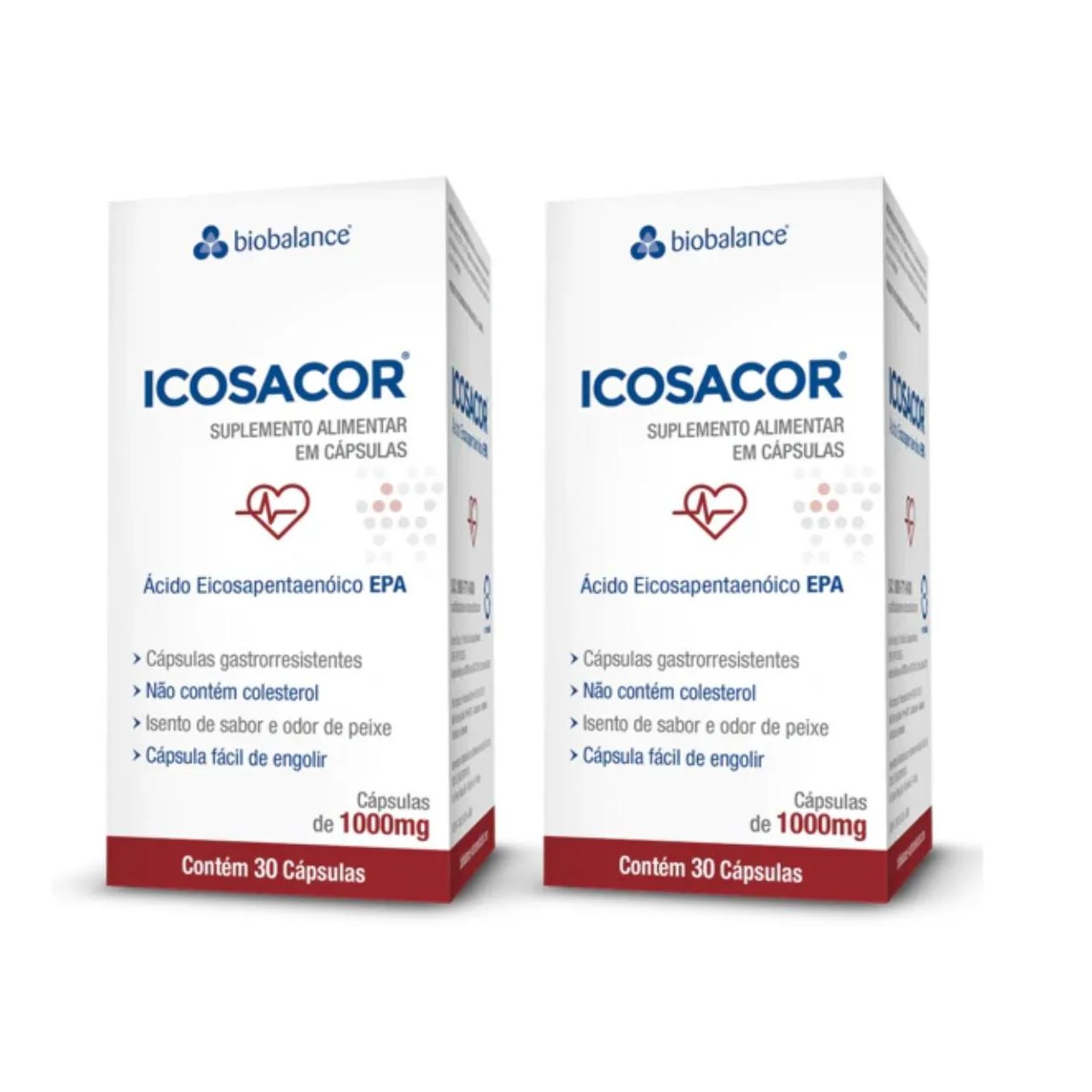 Kit 2 Icosacor Alto Teor Epa 1G 30 Cáps Biobalance Sem Sabor