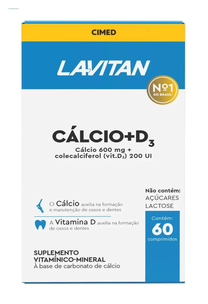Lavitan Calcio 600mg + 200ui Vitamina D3 Suplemento com 60 comprimidos - Cimed