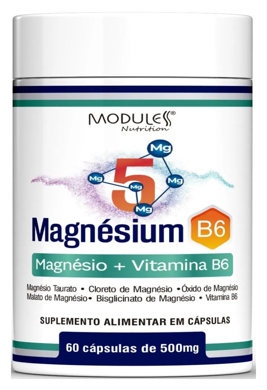 5 Magnésium B6 Magnésio + Vitamina B6 60caps Moduless sem Sabor