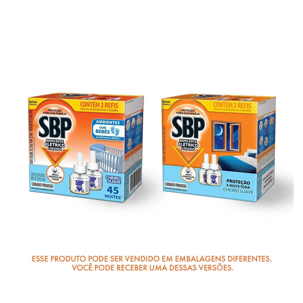 Refil Repelente Elétrico Líquido SBP Cheiro Suave 2 Unidades com 35ml cada