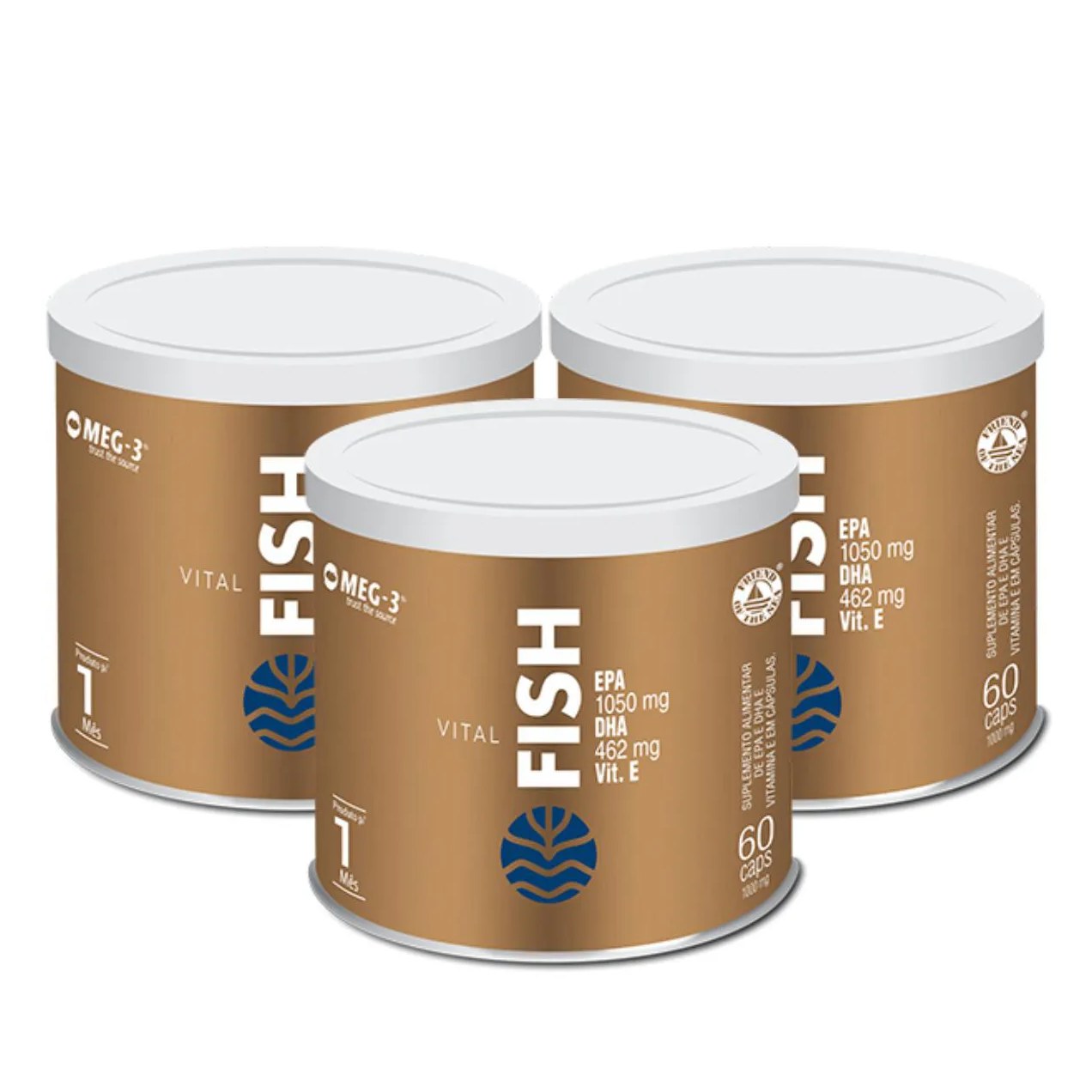 3x Vital Fish Epa 1050mg e Dha 462mg 60 cápsulas sem Sabor