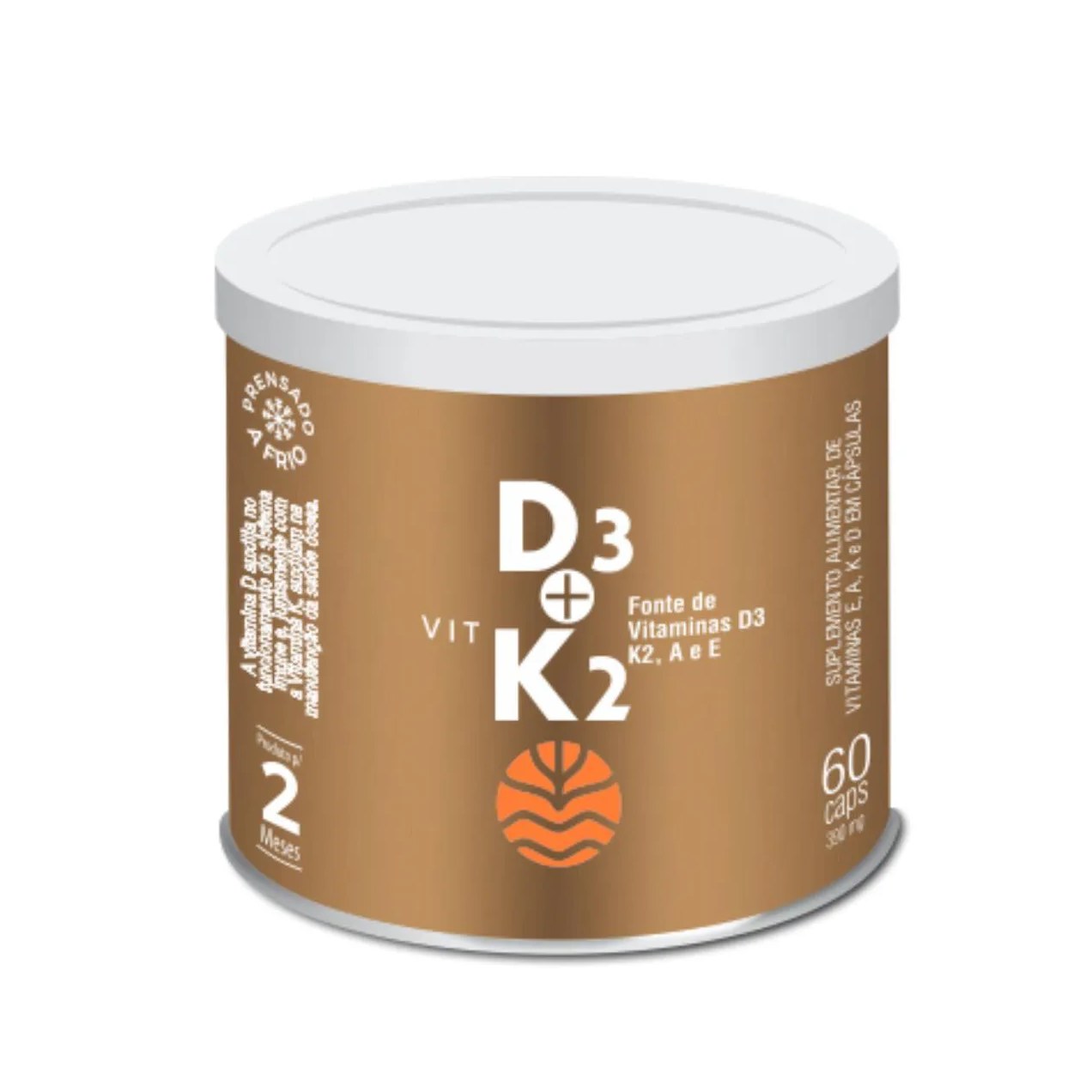 Vit D3 2000ui + K2 100mcg 60 cápsulas sem Sabor