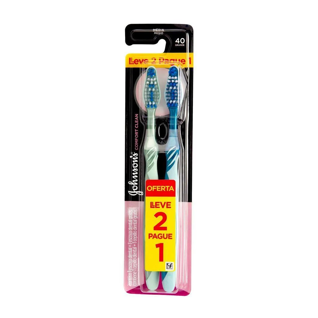 Escova de Dentes J&j Reach Comfort Clean Média 40 Leve 2 Pague 1