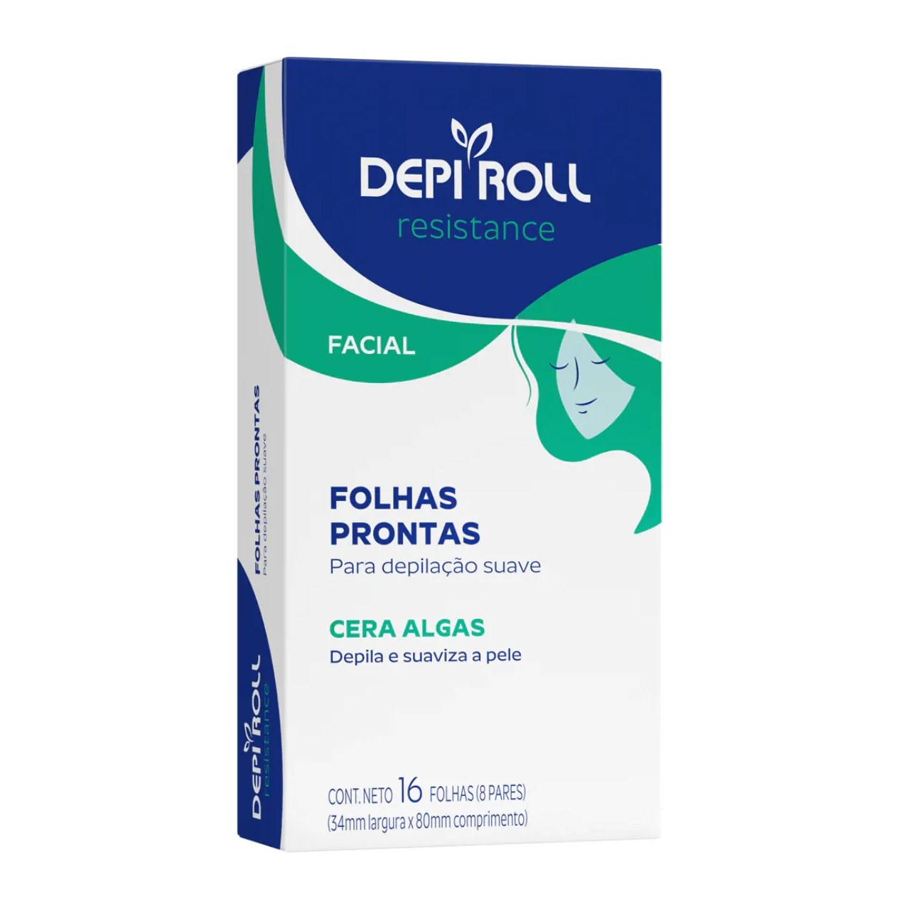 Cera Depilatória Facial Depi Roll Resistance Algas 16 folhas prontas