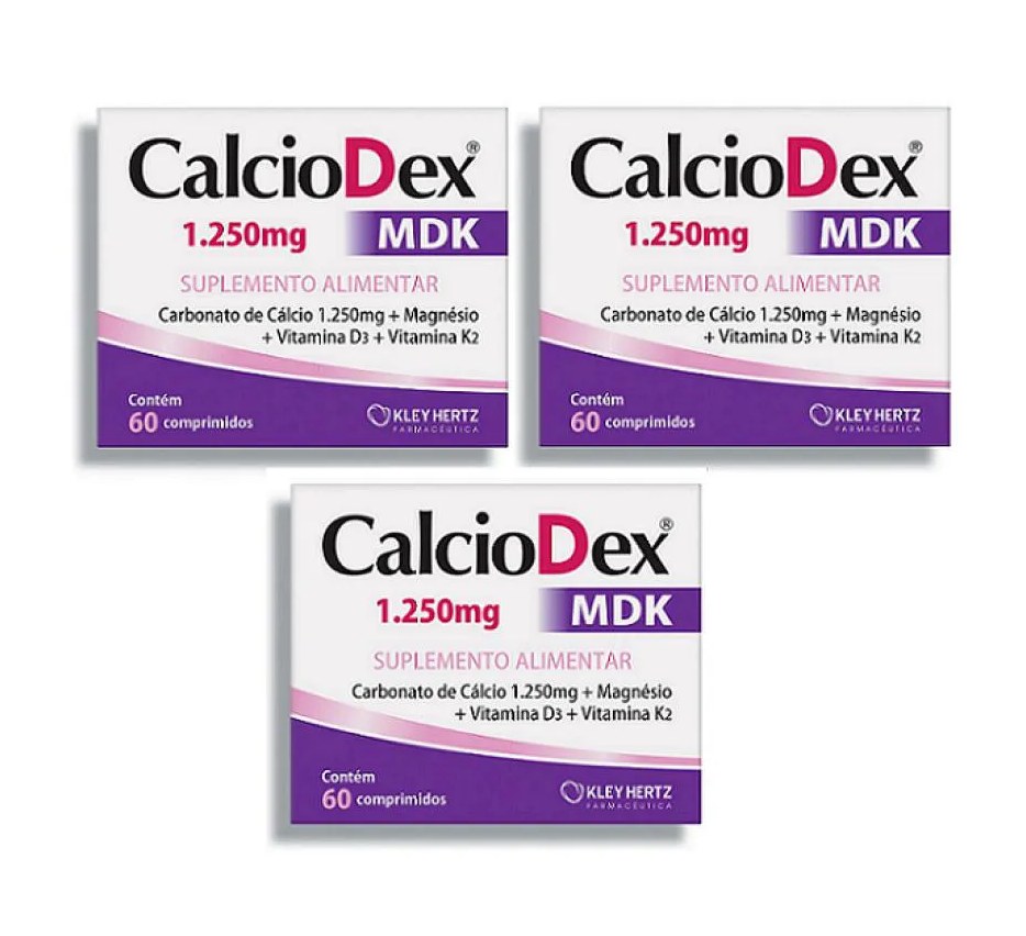 Kit 3 Suplemento Calciodex Mdk 1250mg 60 cápsulas - Hertz