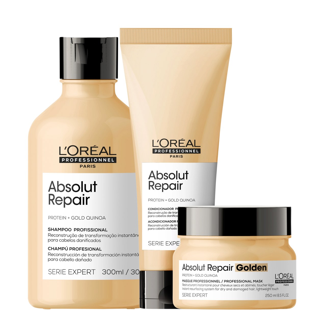 Kit L’Oréal Professionnel Serie Expert Absolut Repair Gold Quinoa + Protein Golden Trio (3 Produtos)