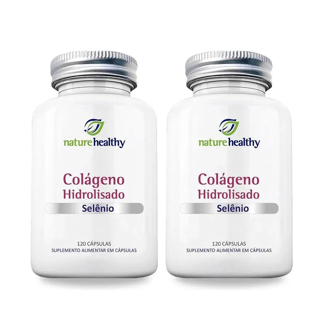Kit C/ 2 Colágeno Hidrolisado 400mg + Selênio 60mcg Nature Healthy 120 Cápsulas