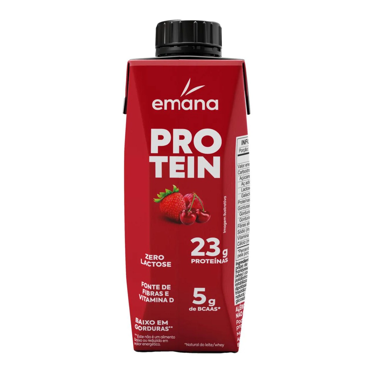 Bebida Proteica Emana Protein Zero Lactose Morango 23g Proteína 250ml