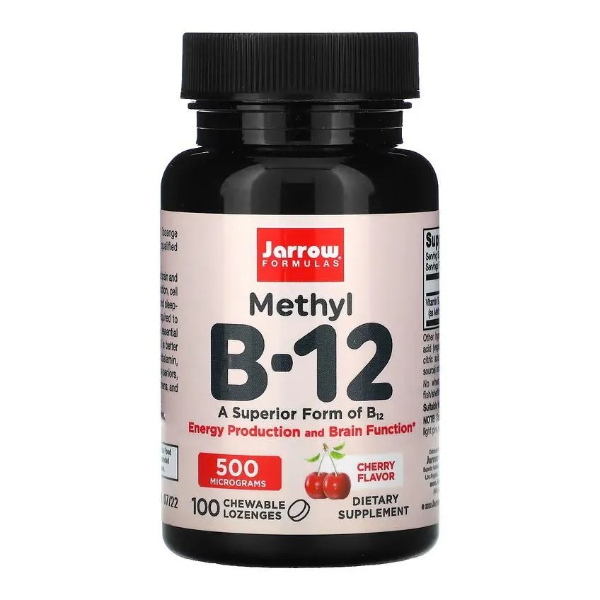 Metil B12 500mcg 100 Tabletes Mastigaveis Sabor Cereja - Jarrow Formulas