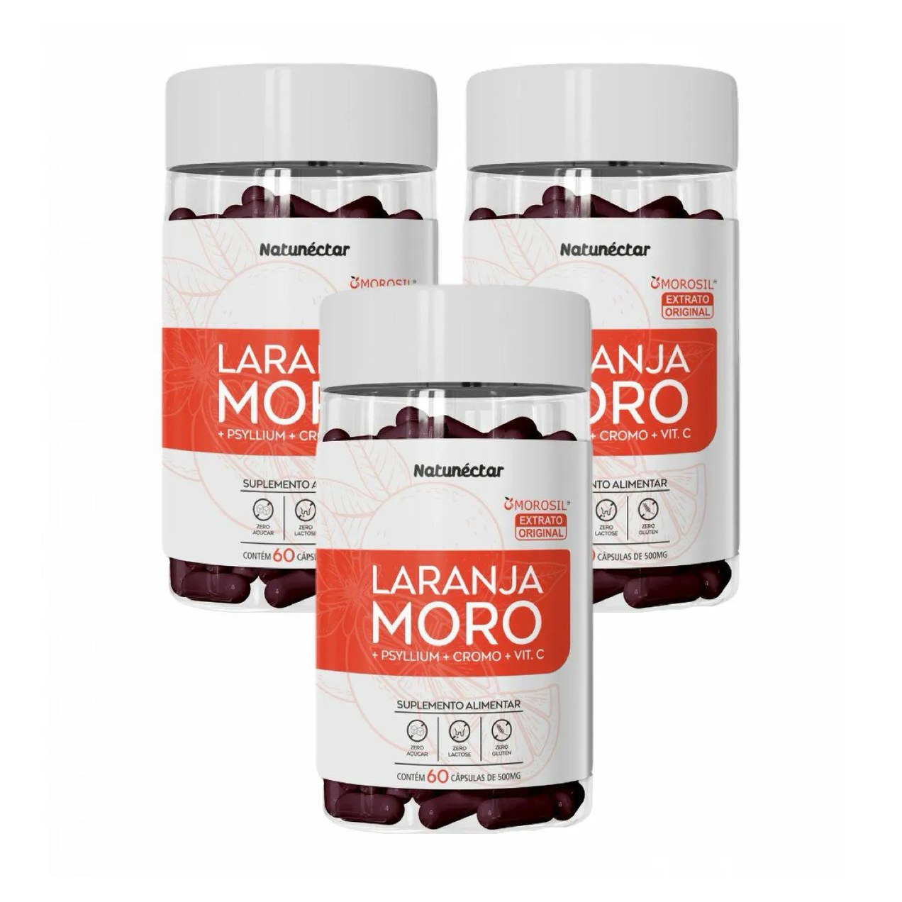 3x Laranja Moro - Morosil - 500mg - 60 cápsulas