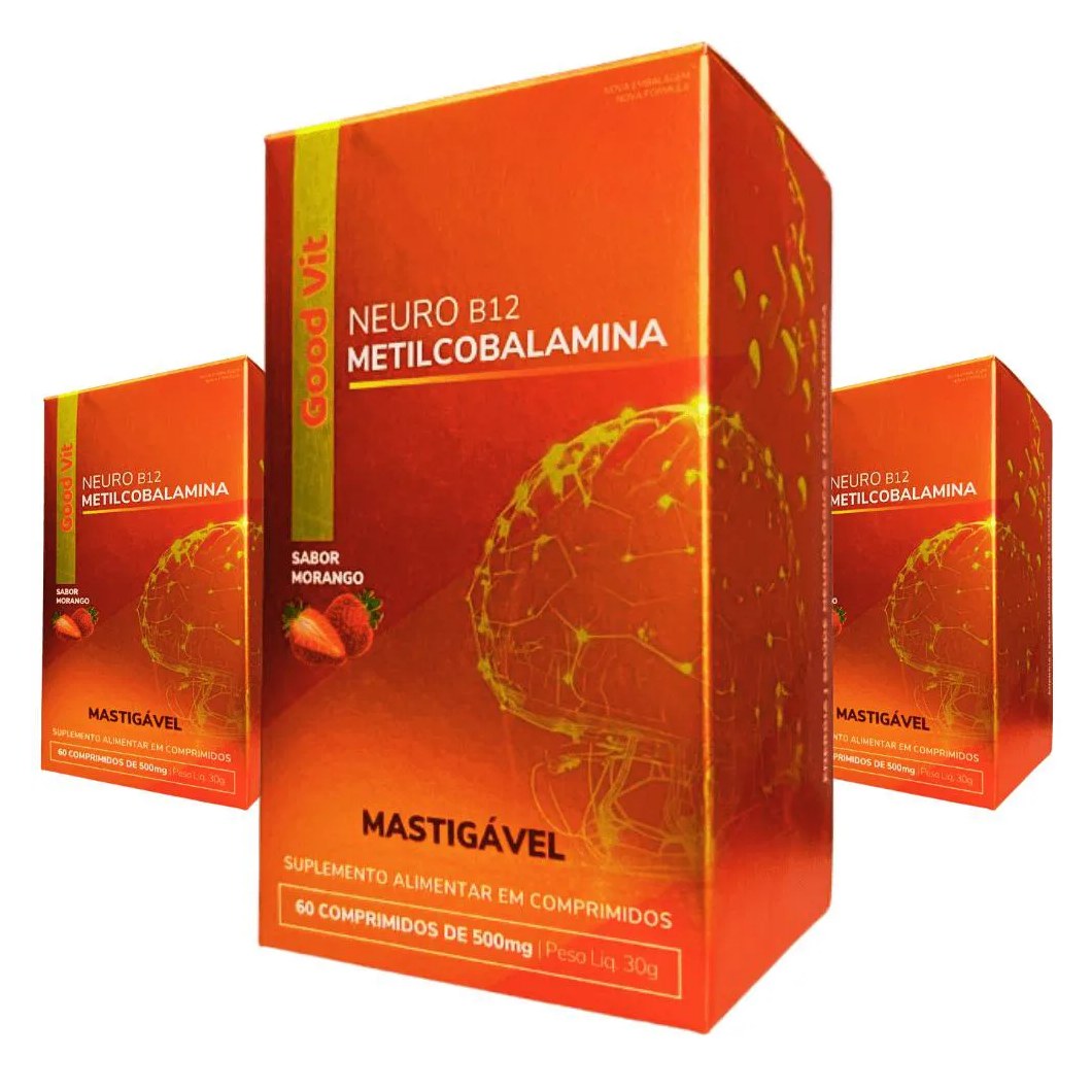 Kit C/3 Neuro B12 Metilcobalamina C/60 comprimidos - Good Vit