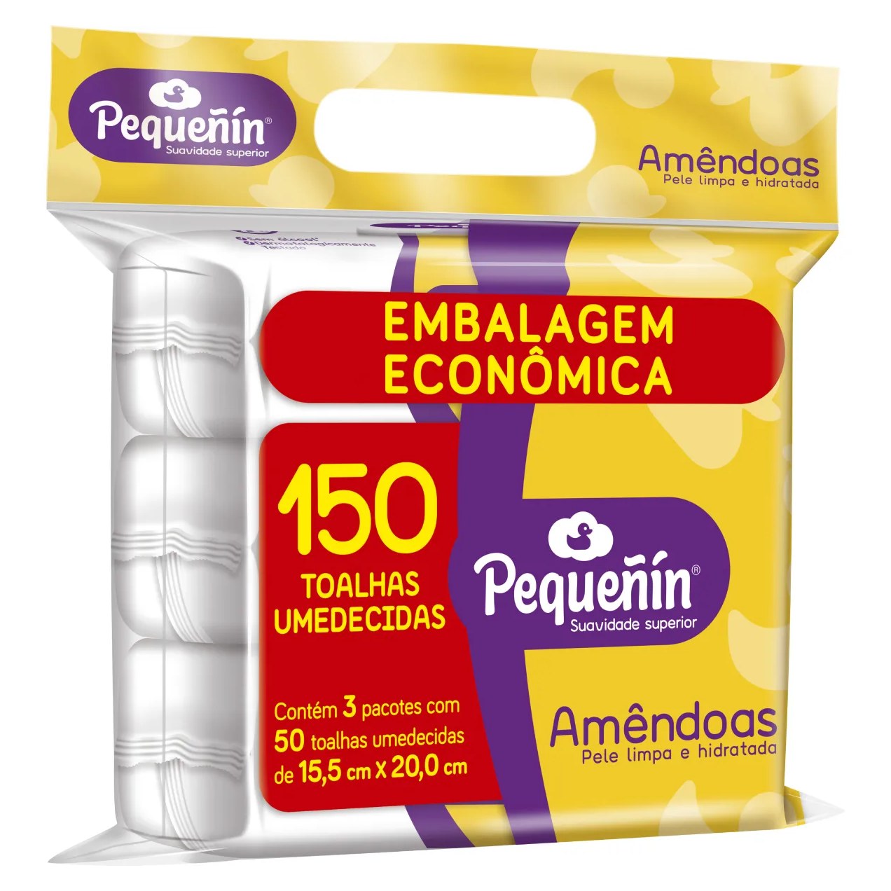 Toalhas Umedecidas Pequeñin Amêndoas 150 unidades