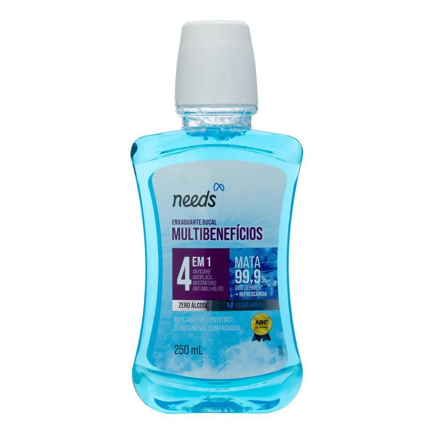 Enxaguante Bucal Needs 4 em 1 Hortelã Sem Álcool 500ml + 250ml