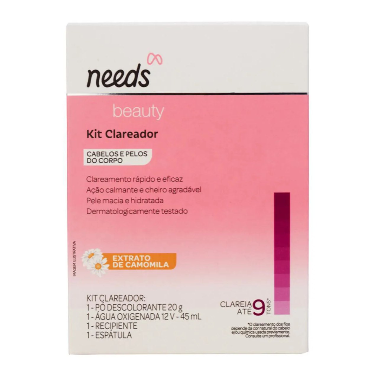 Kit Descolorante de Pelos Needs Beauty Extrato de Camomila