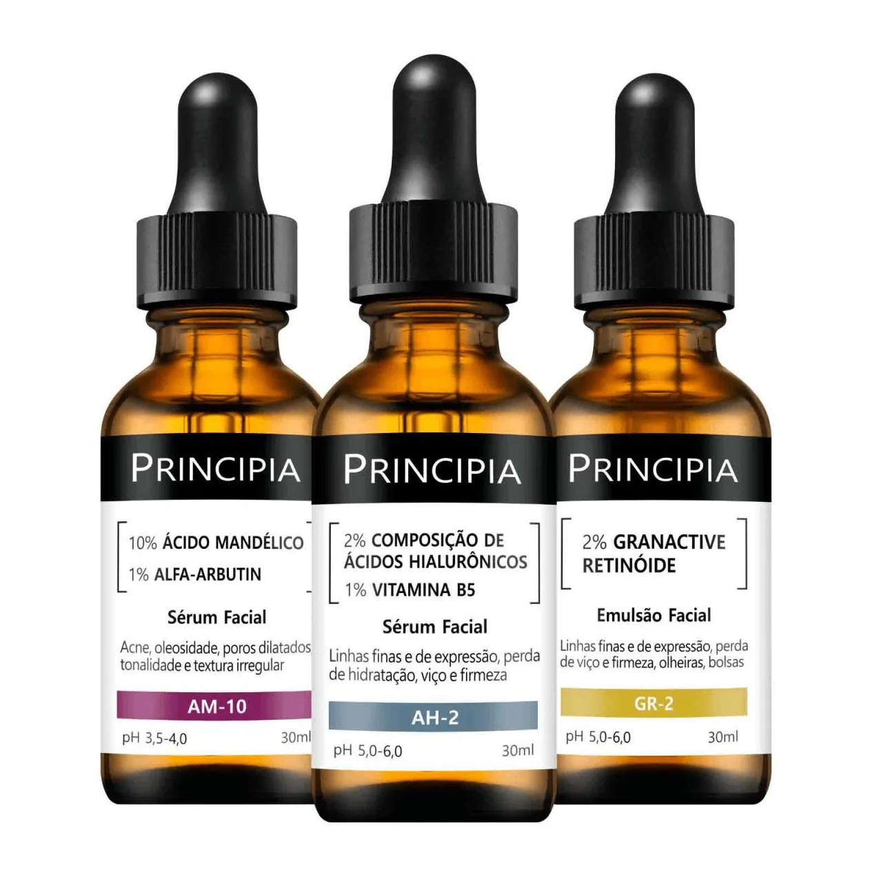 Kit 3 Séruns Principia Mandélico + Hialurônicos + Retinóide