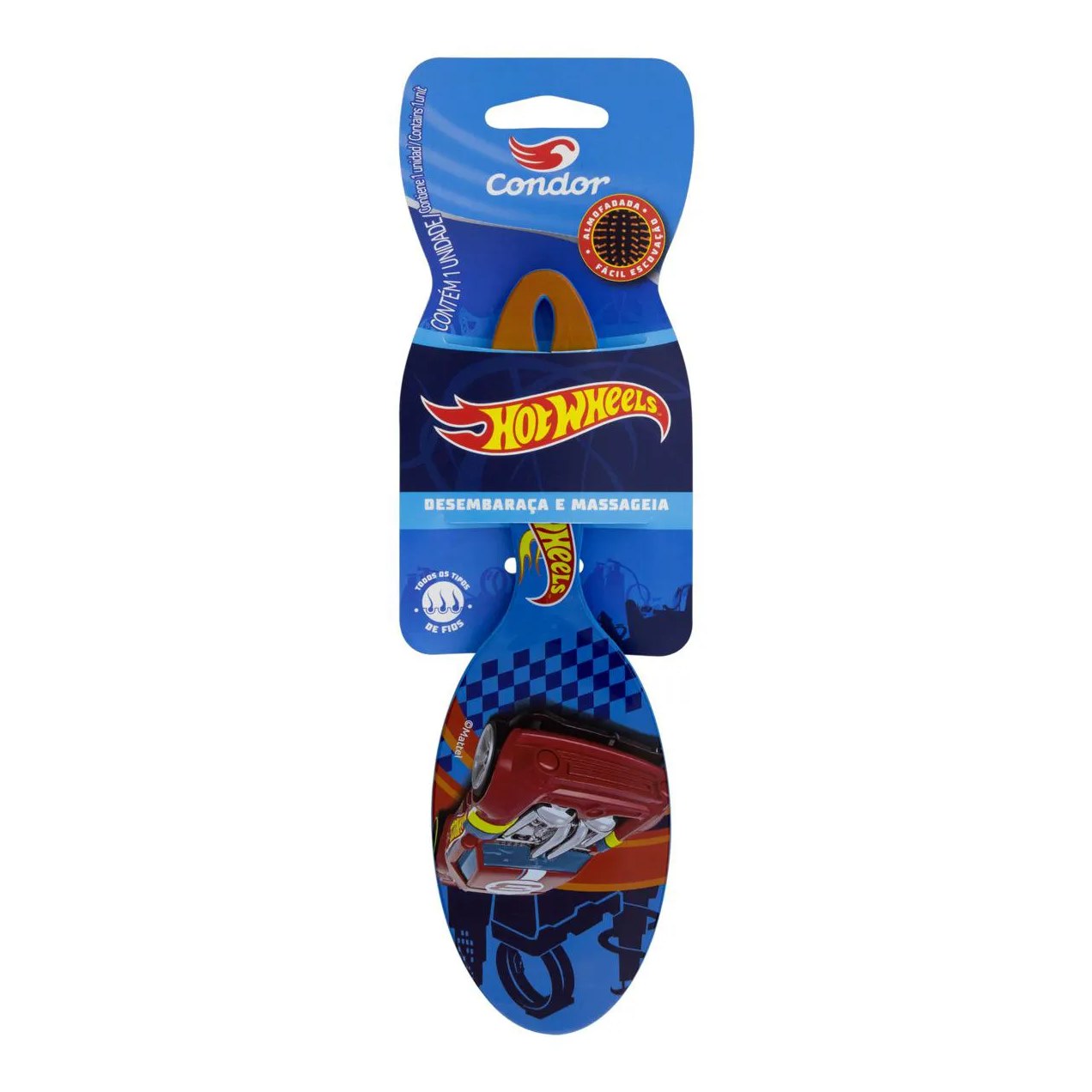 Escova para Cabelo Almofadada Oval Hot Wheels Condor