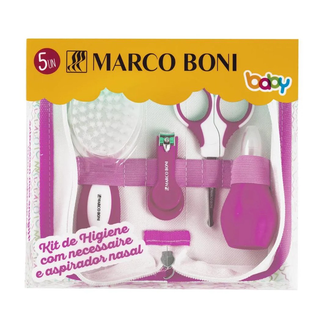 Kit Higiene Cuidados para O Bebe Necessaire Rosa Marco Boni