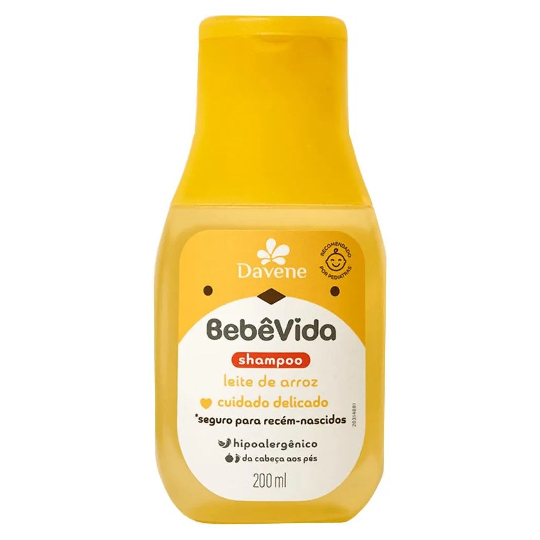 Shampoo Leite de Arroz Bebe Vida 200ml Davene