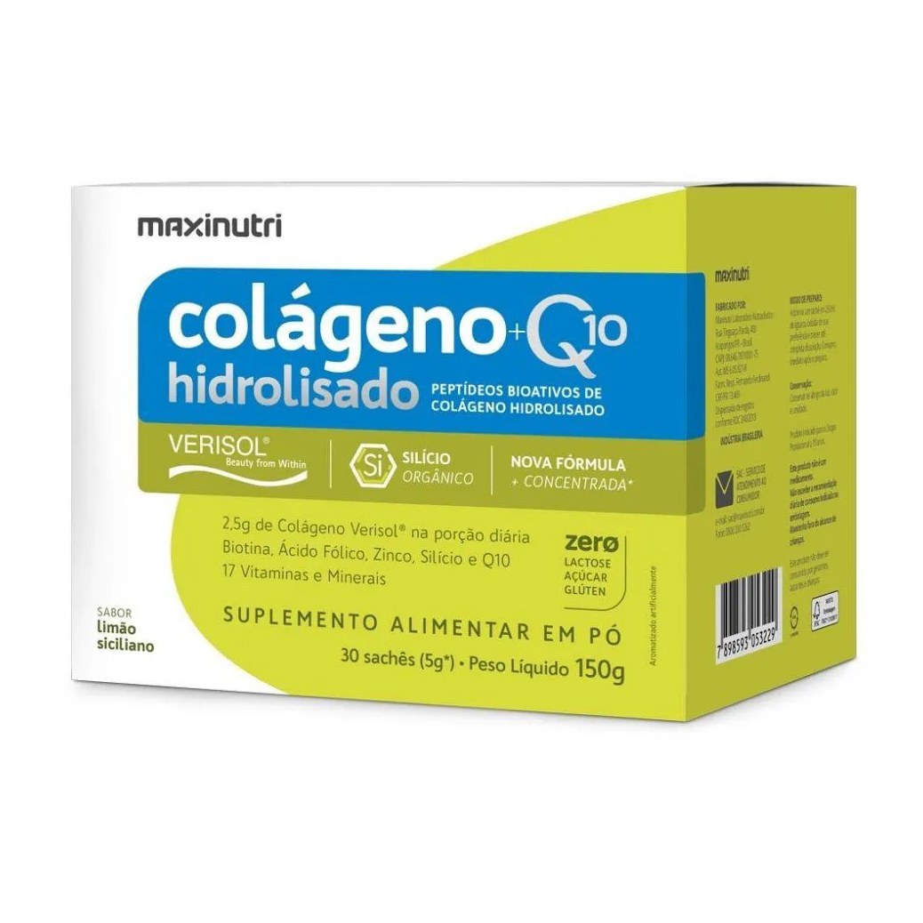 Colágeno Hidrolisado 2 em 1 Verisol + Q10 (30 Sachês de 5G) - Sabor: Limão Siciliano