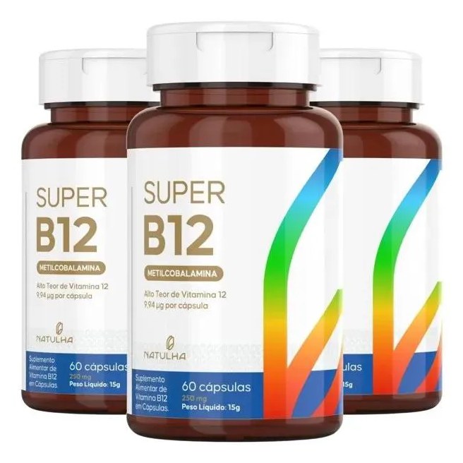 Kit 3x Super B12 414% (metilcobalamina) Idr 60 cápsulas - Natulha