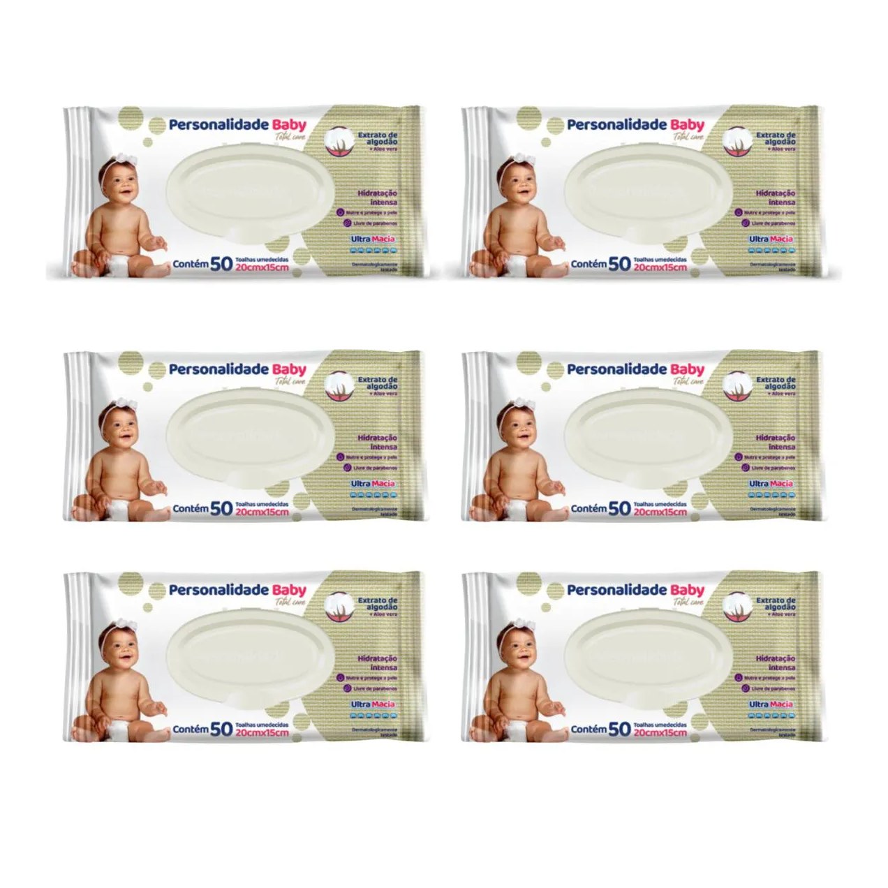 Kit C6 Lenço Umedecido Total Care C50 - Personalidade Baby