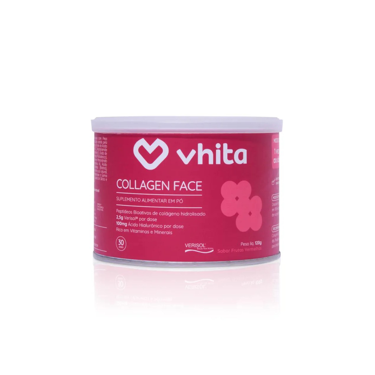 Collagen Face - Colágeno hidrolisado Verisol, ácido hialurônico e vitaminas - Frutas 120g - Vhita