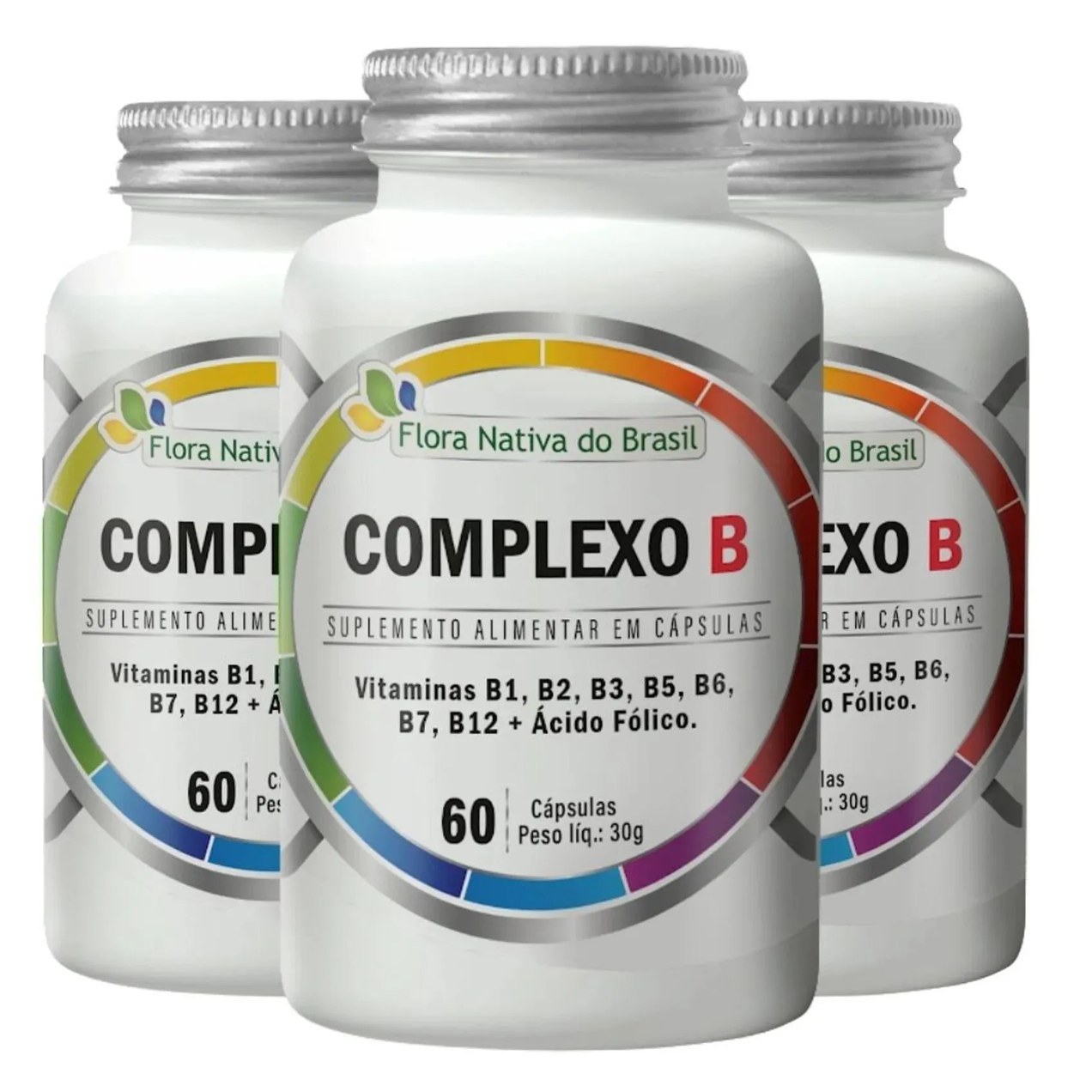 Kit 3x B-complex (vitaminas do Complexo B) 60 cápsulas - Flora Nativa do Brasil