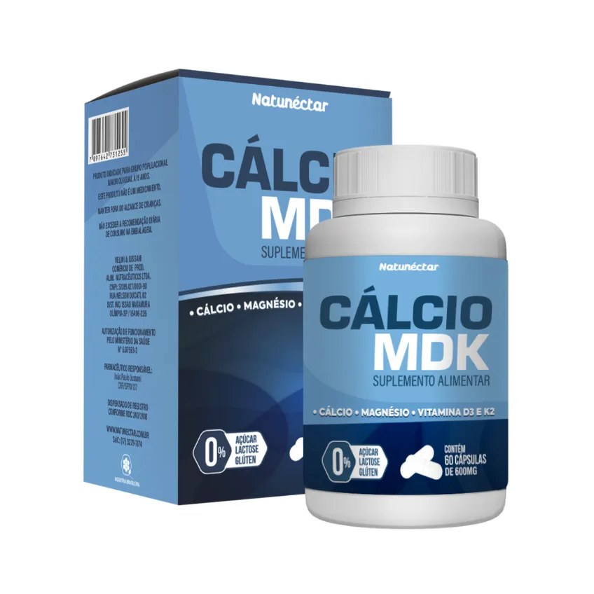 Cálcio MDK Natunéctar 600mg - 60 capsulas