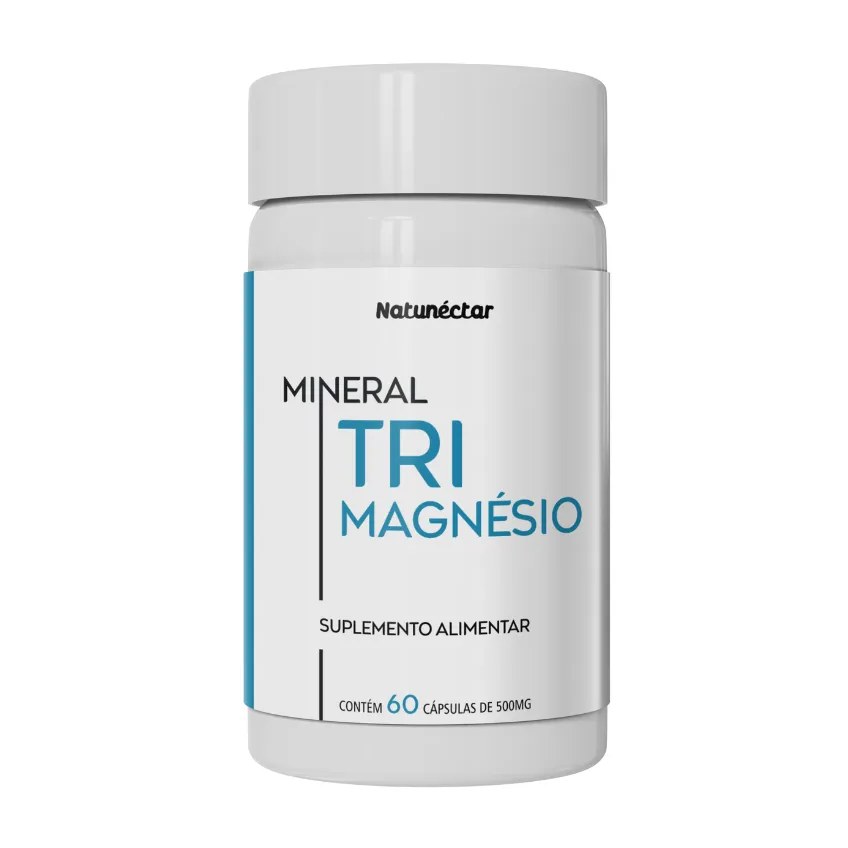 Trimagnésio 500mg - Malato de Magnésio,Taurato Magnésio,Bisglicinato Magnésio. 60 Caps - Natunéctar
