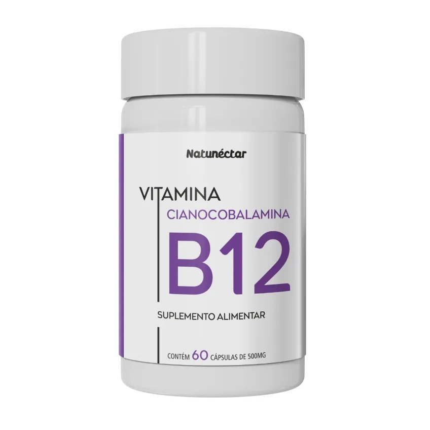 Vitamina B12 - Cianocobalamina 500mg 60 Cápsulas - Natunéctar