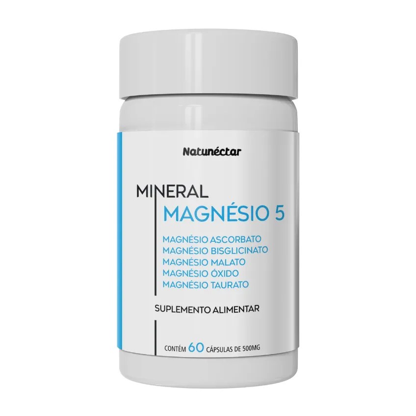 Suplemento Magnesio 5 Natunectar - 5 Tipos de Magnésio - 60 cápsulas