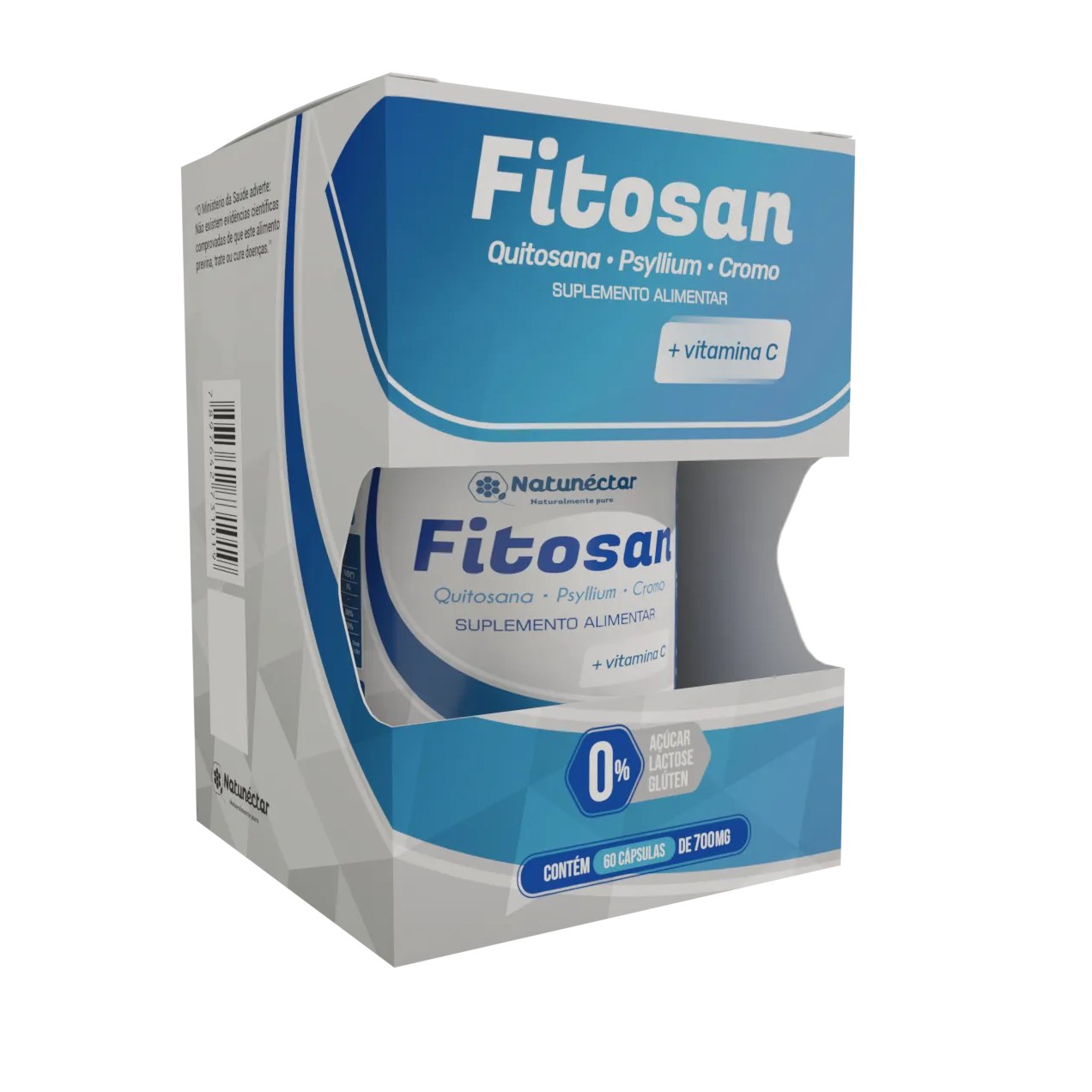 Fitosan - Quitosana Psyllium Cromo + Vitamina C 500mg - Natunéctar