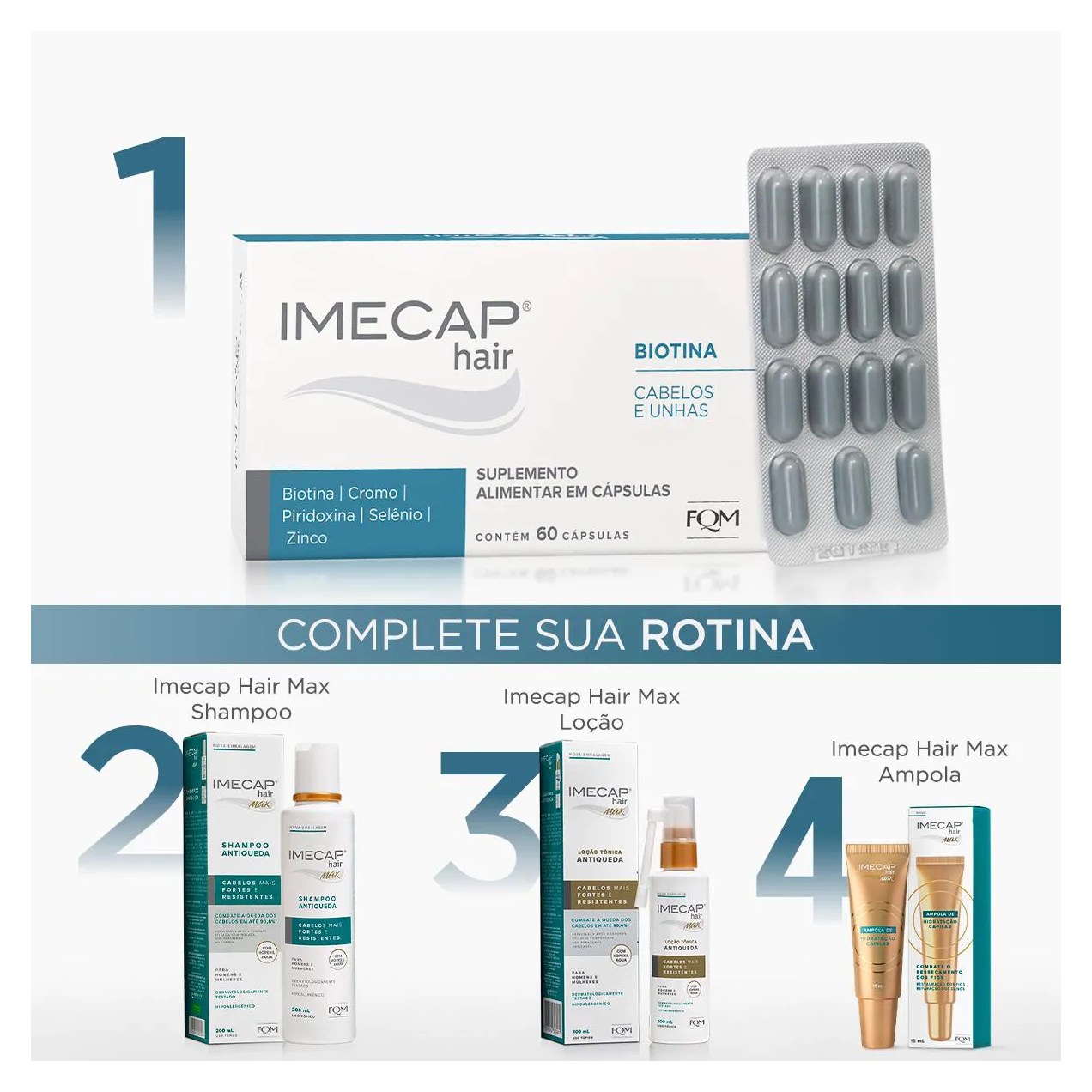 Suplemento Alimentar Imecap Hair Leve 90 Pague 60 cápsulas