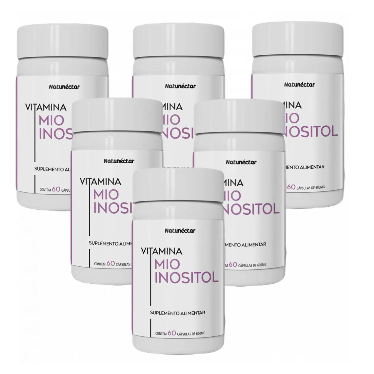 6x Mio Inositol - 100% Natural - 60 Cápsulas. 500mg - Natunéctar