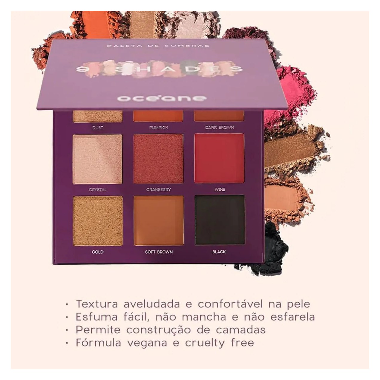 Océane Purple 9 Shades - Paleta de Sombras 25g