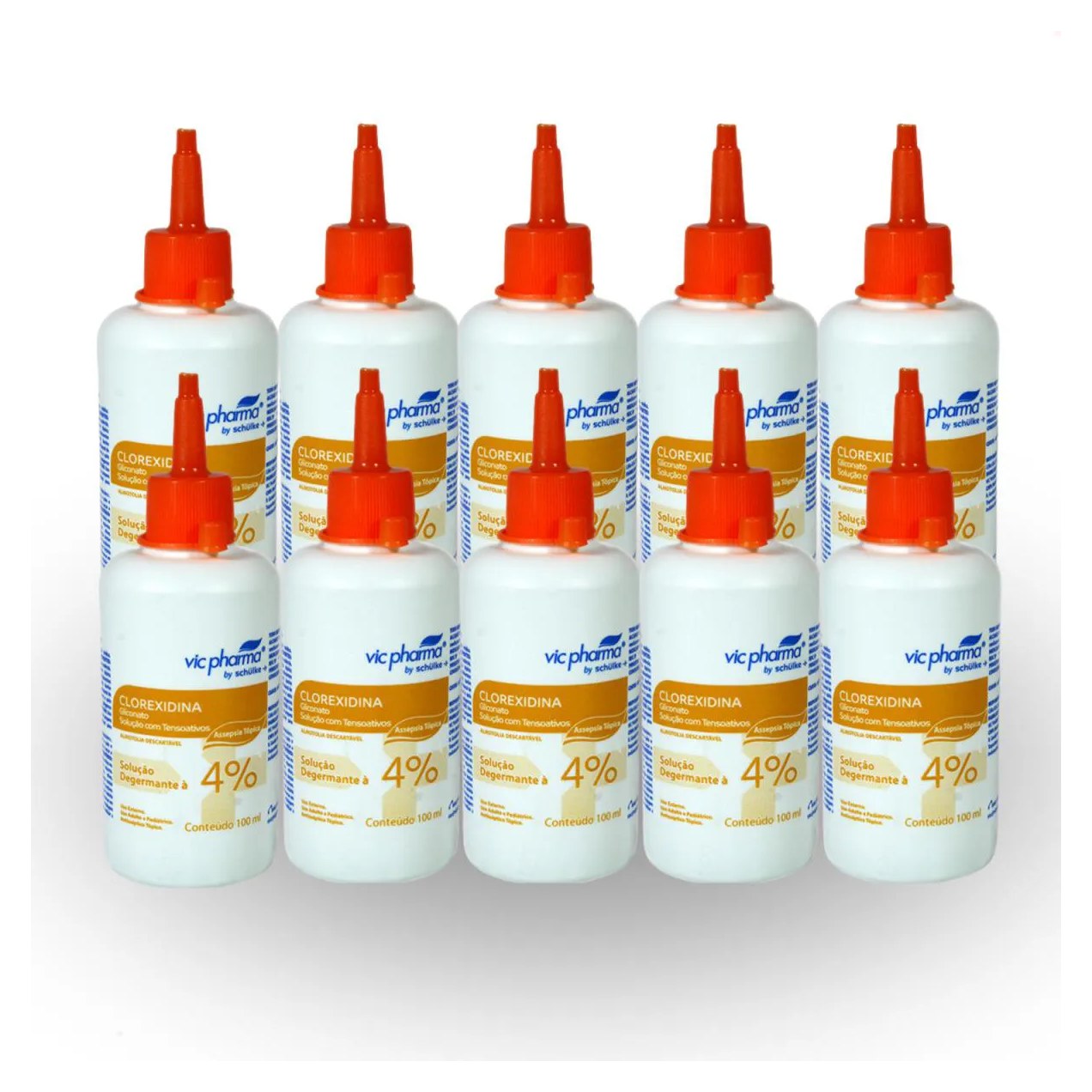 Clorexidina 4% Kit C/ 10 Degermante Vic Pharma Frasco 100 Ml