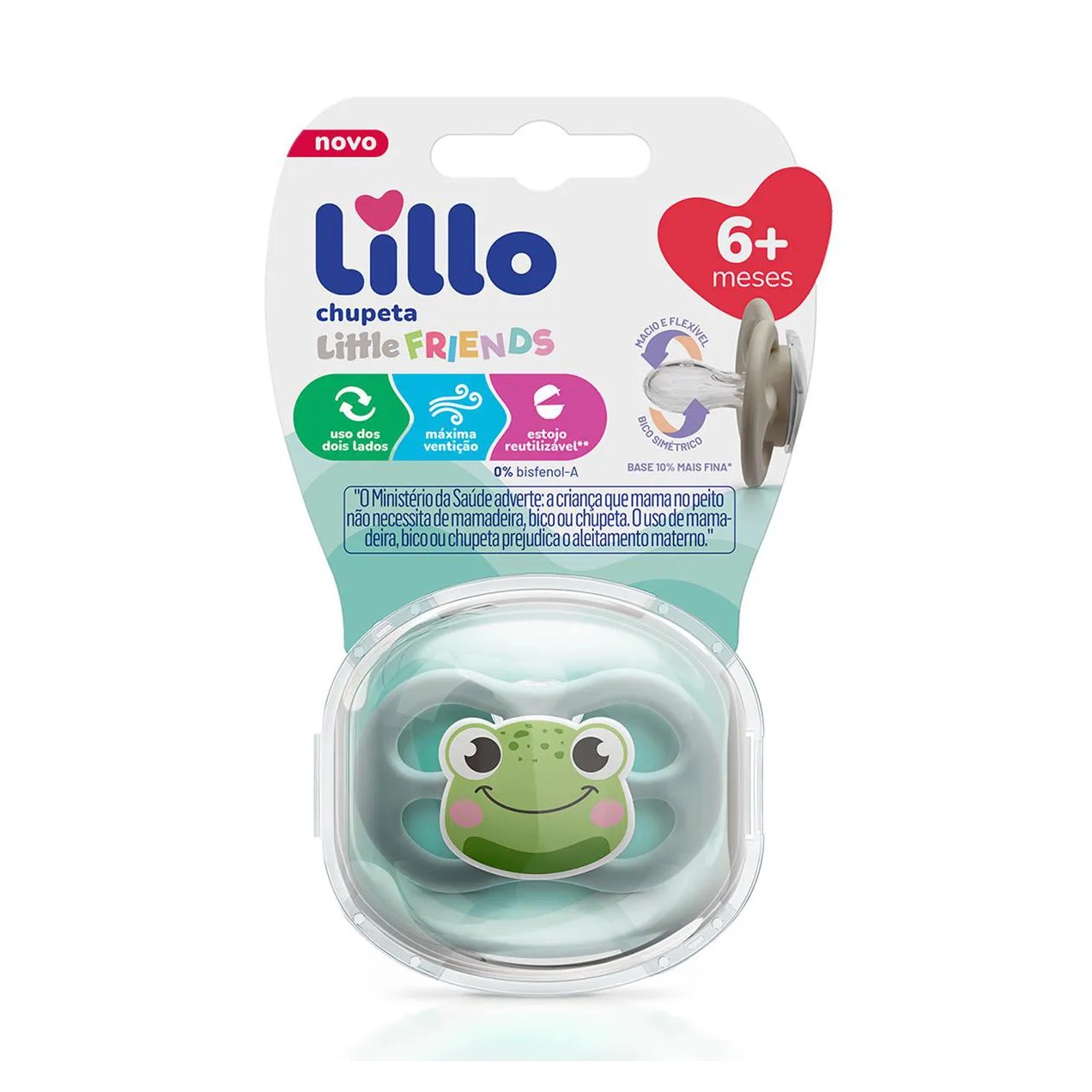 Chupeta Lillo Little Friends 6+ Meses Sapo - 1 unidade