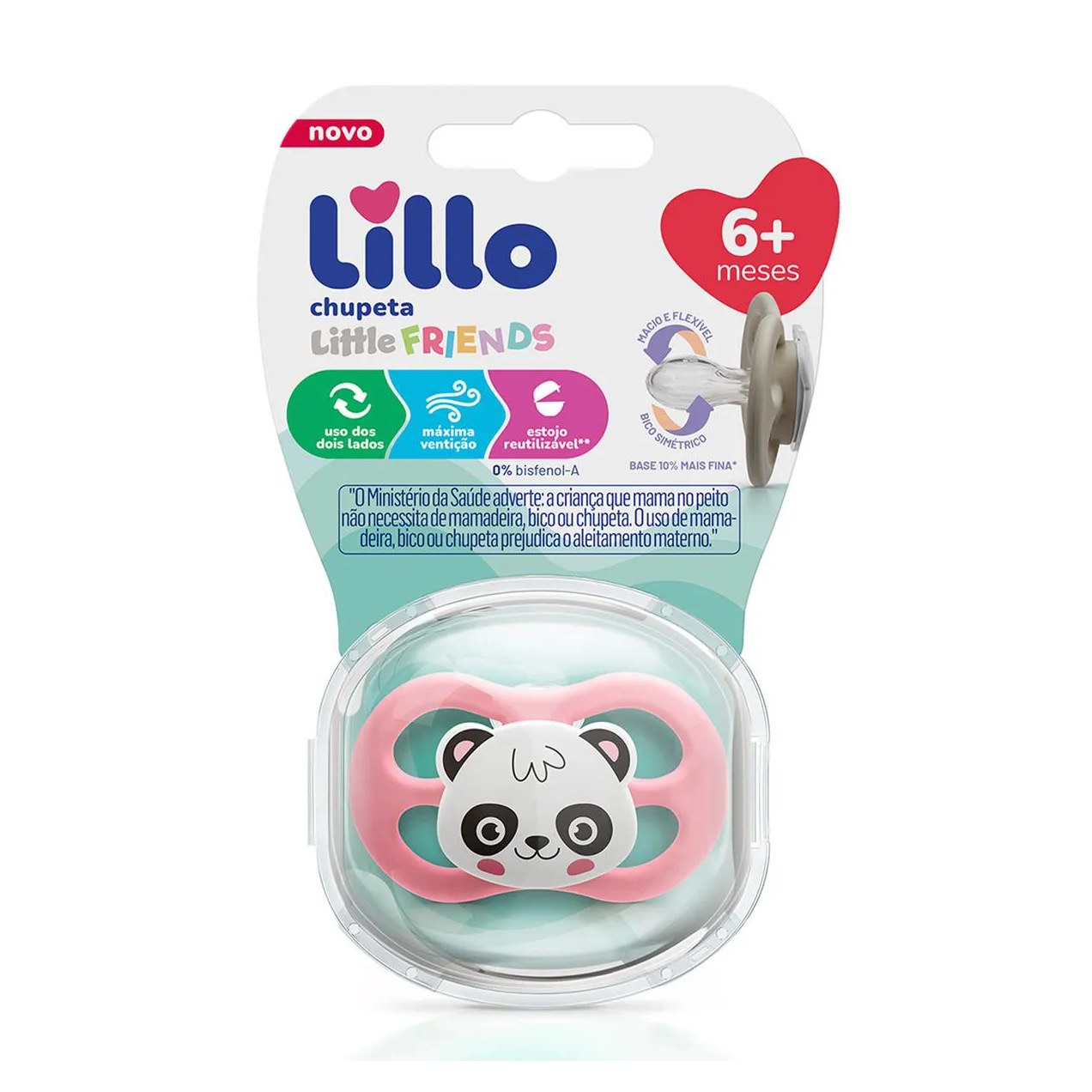 Chupeta Lillo Little Friends 6+ Meses Panda - 1 unidade