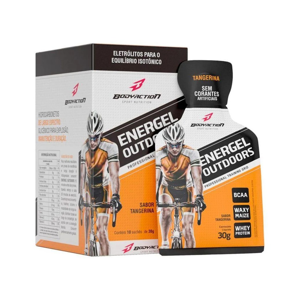 Energel Outdoors Caixa com 10 Sachês (300g) - Sabor: Tangerina