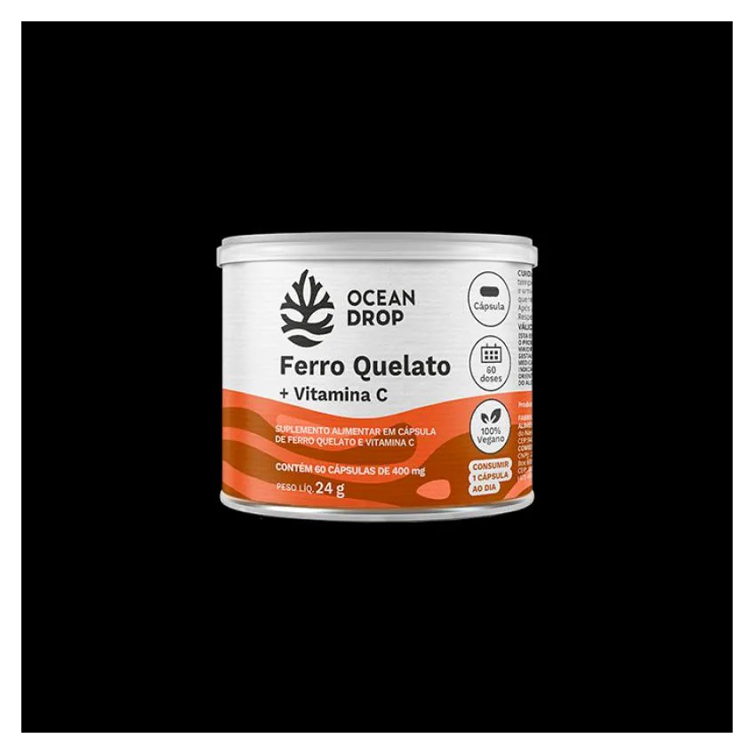 Ferro Quelato + Vitamina C 400mg 60 cápsulas Ocean Drop