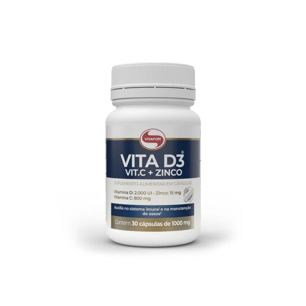 Vitamina D3 com Vit. C e Zinco 30 Cápsulas. Vitafor
