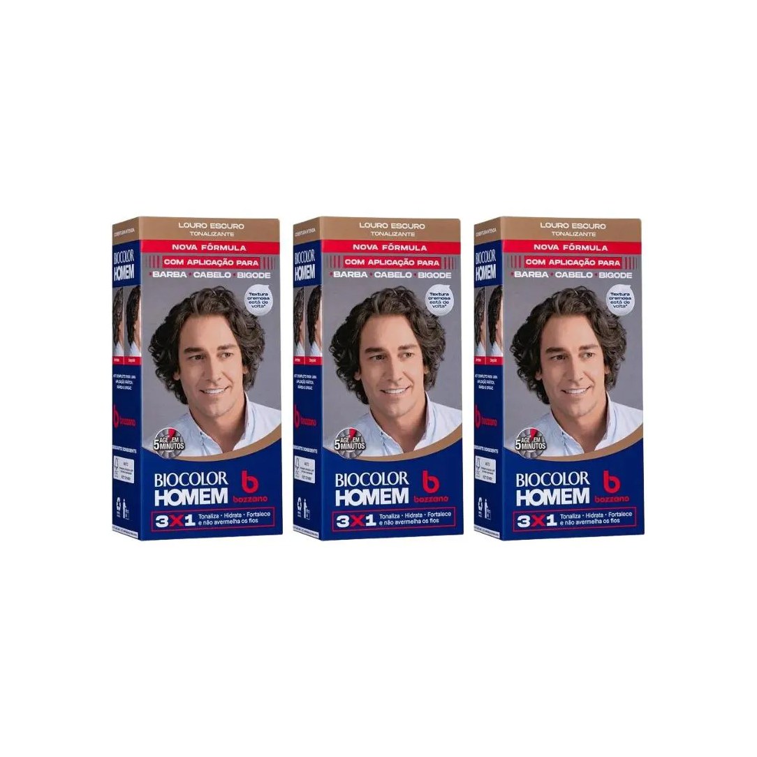 Coloraçao Biocolor Homem Bozzano Louro Escuro - Kit C / 3un