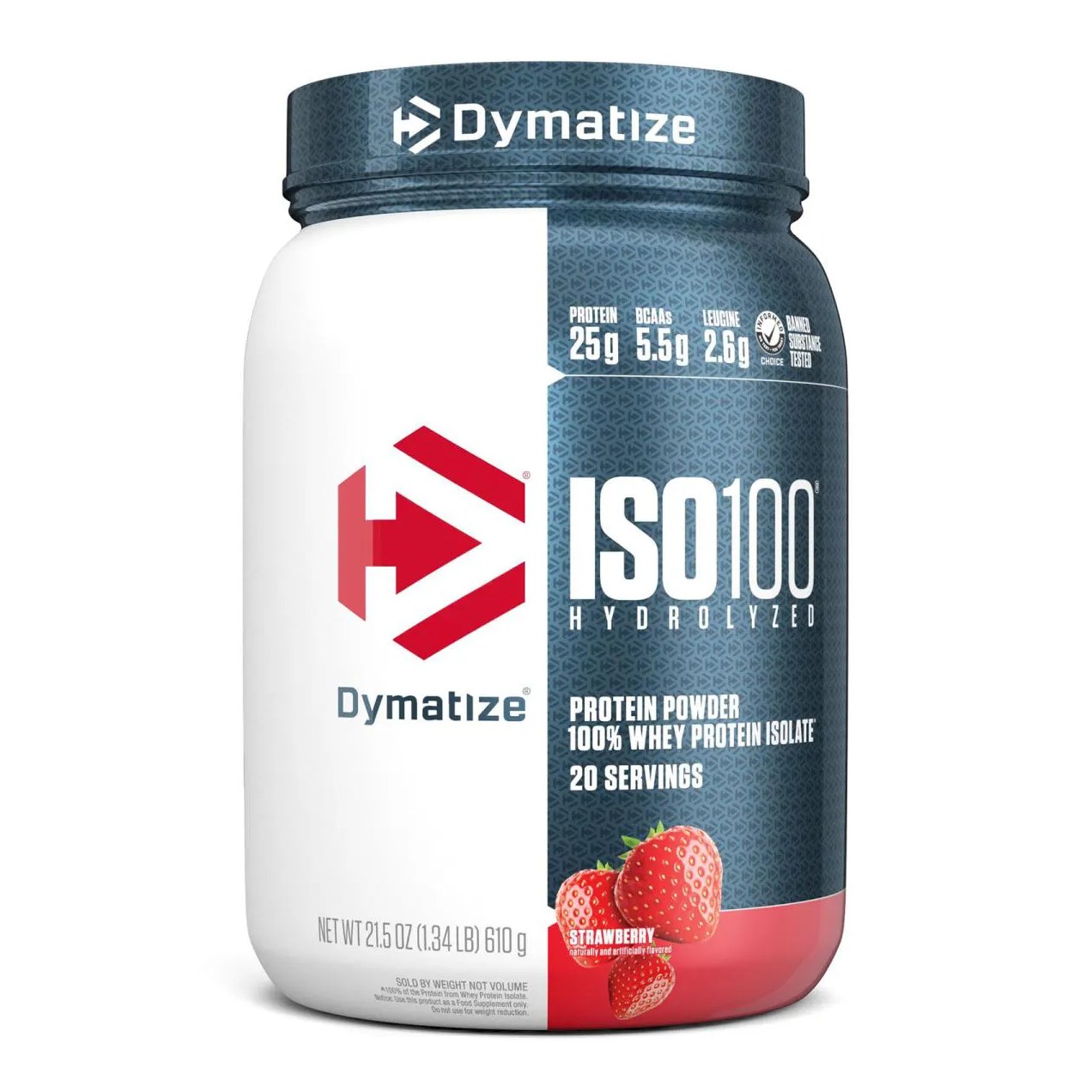 Iso 100 Hidrolisado Sabor Morango 610g (1,34lbs) - Dymatize Nutrition