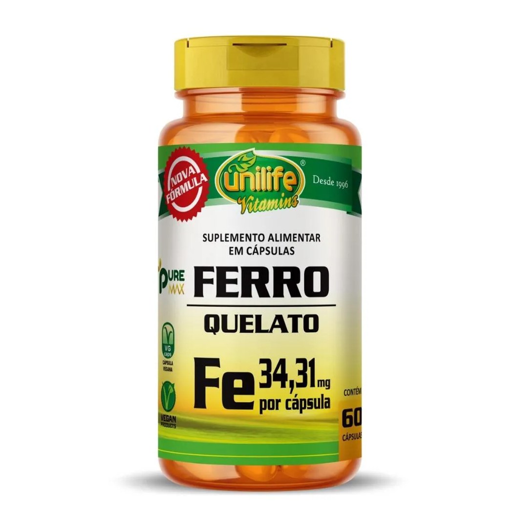 Ferro Quelato 60 cápsulas 500mg Unilife