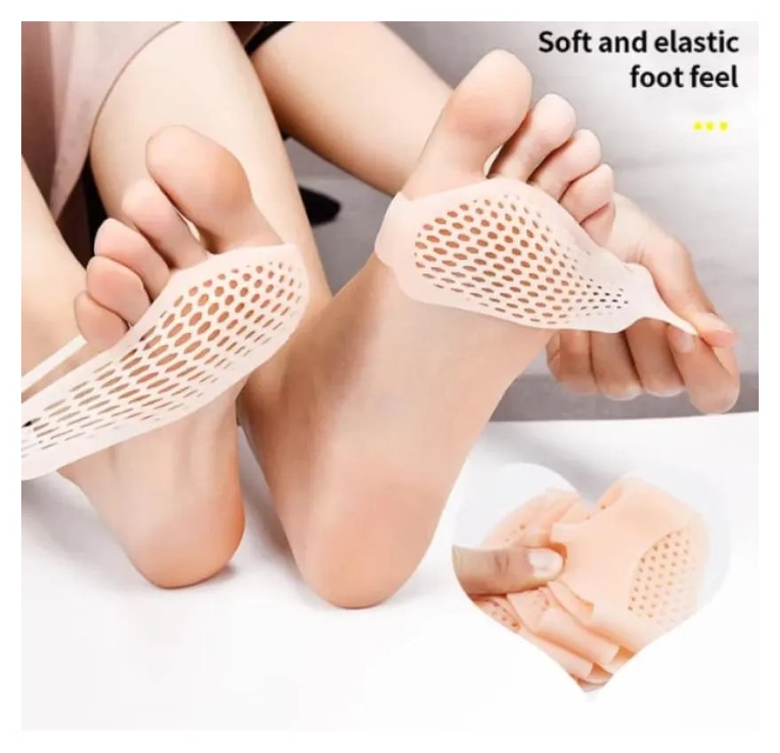 Kit Par Meia Palmilha Ortopédica Protetor para Os Pés Almofada Silicone Gel Tiptoe