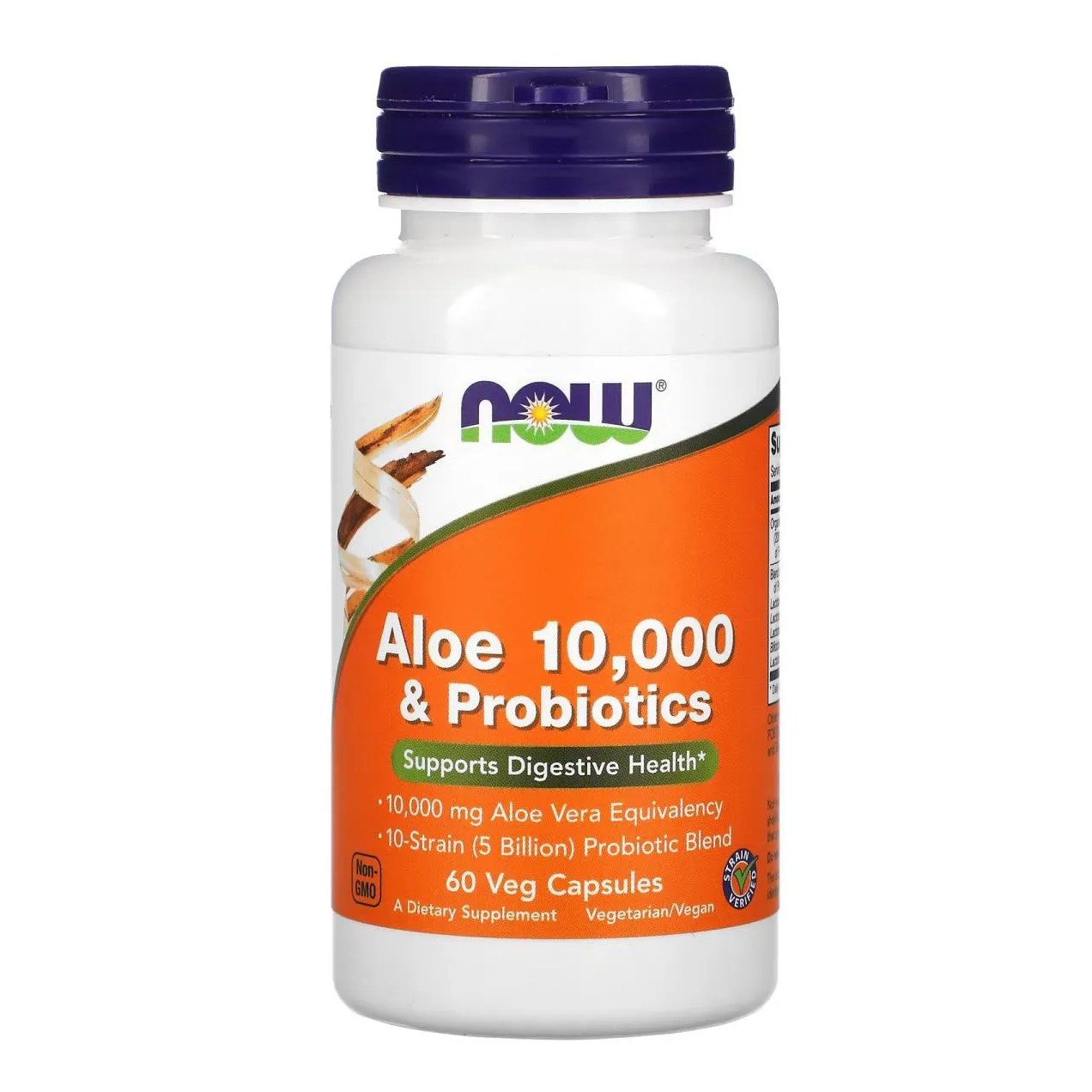 Aloe 10.000 e Probioticos 5 Bilhoes 60 Capsulas Veganas - Now Foods